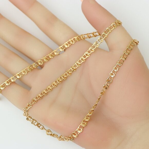 Elegant Rose Gold Link Chain Necklace Brass Base, XPNL0198 - Picture 4 of 12